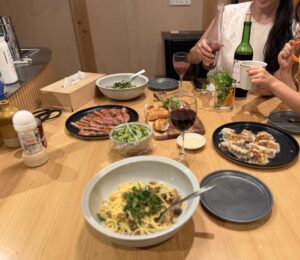 Family dinner at SANU cabin