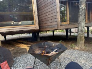 Outdoor fire pit at the cabin